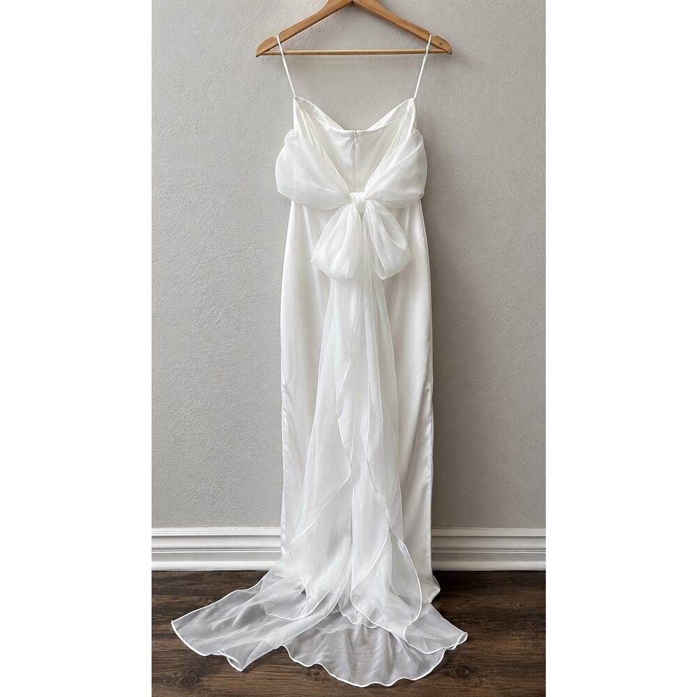 Selfie Leslie Bride Always And Forever Bow Back Midi Dress White NWT M Wedding - Picture 3 of 8